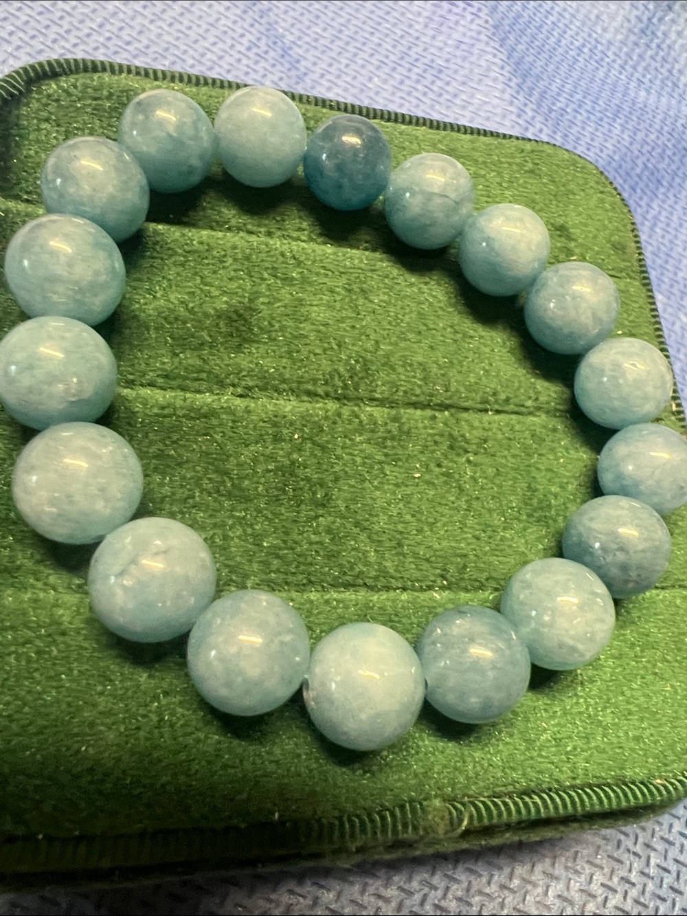 Sky Blue aquamarine Beaded Stretch Bracelet -